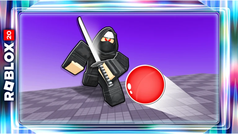 Official The Hunt: Roblox 20 event card for Blade Ball (2023): Sharpen your reflexes