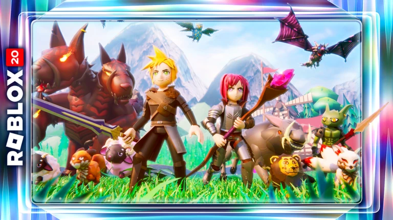 Official The Hunt: Roblox 20 event card for World // Zero (2020): Team up, level up, take on the world
